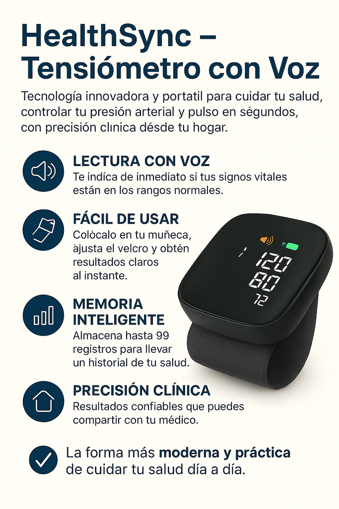 Tensiómetro Con Voz Automático HealthSync™ con Voz + 🩺 E-book de regalo 🎁