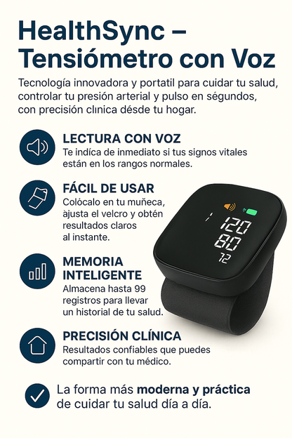Tensiómetro Con Voz Automático HealthSync™ con Voz + 🩺 E-book de regalo 🎁
